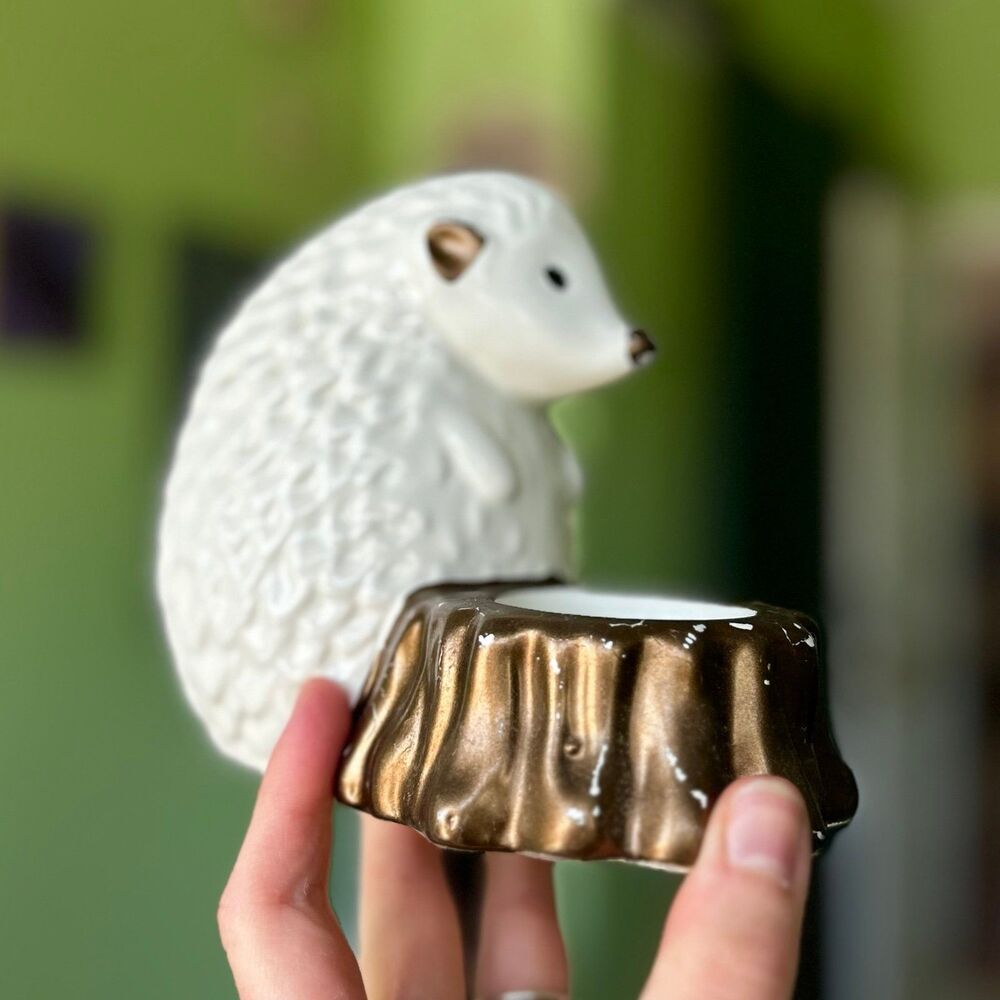 Adorable Whimsy Ceramic Hedgehog Indoor Candle Tealight Holder Accent - Picture 4 of 10
